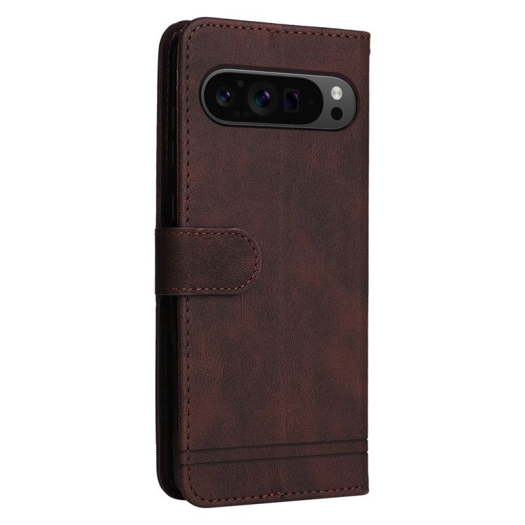 For Google Pixel 9 Pro Skin Feel Life Tree Metal Button Leather Phone Case(Brown) - Google Cases by buy2fix | Online Shopping UK | buy2fix