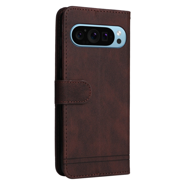 For Google Pixel 9 Skin Feel Life Tree Metal Button Leather Phone Case(Brown) - Google Cases by buy2fix | Online Shopping UK | buy2fix