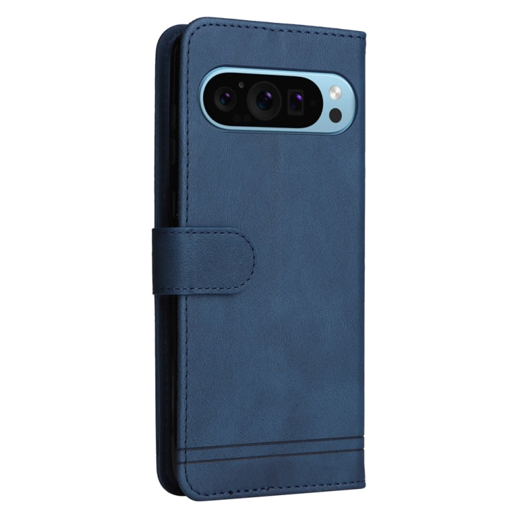 For Google Pixel 9 Skin Feel Life Tree Metal Button Leather Phone Case(Blue) - Google Cases by buy2fix | Online Shopping UK | buy2fix