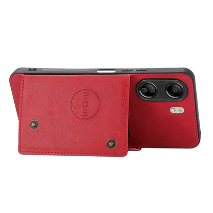 For Xiaomi Redmi 13C 4G / Poco C65 Double Buckle Card Slots Magnetic Phone Case(Red) - 13C Cases by buy2fix | Online Shopping UK | buy2fix