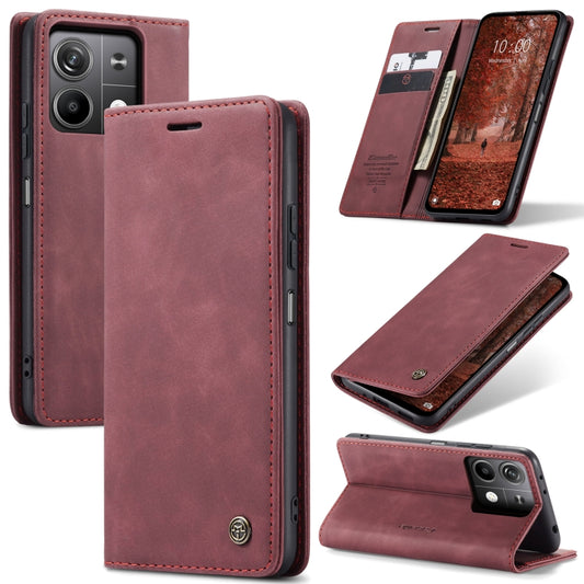 For Xiaomi Redmi Note 13 5G CaseMe 013 Multifunctional Horizontal Flip Leather Phone Case(Wine Red) - Note 13 Cases by CaseMe | Online Shopping UK | buy2fix
