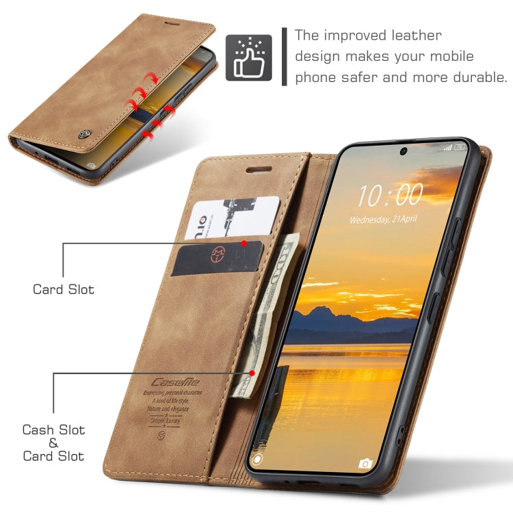 For Xiaomi Redmi K70E 5G CaseMe 013 Multifunctional Horizontal Flip Leather Phone Case(Brown) - K70E Cases by CaseMe | Online Shopping UK | buy2fix