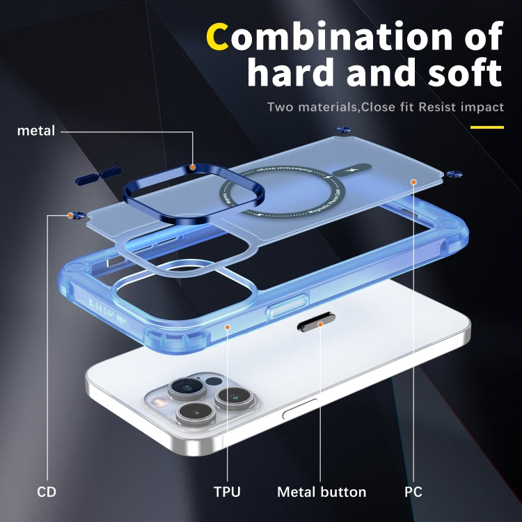 For iPhone 14 Plus Skin Feel TPU + PC MagSafe Magnetic Phone Case(Transparent Blue) - iPhone 14 Plus Cases by buy2fix | Online Shopping UK | buy2fix