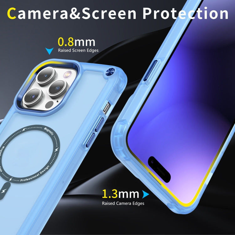 For iPhone 15 Pro Max Skin Feel TPU + PC MagSafe Magnetic Phone Case(Transparent Blue) - iPhone 15 Pro Max Cases by buy2fix | Online Shopping UK | buy2fix