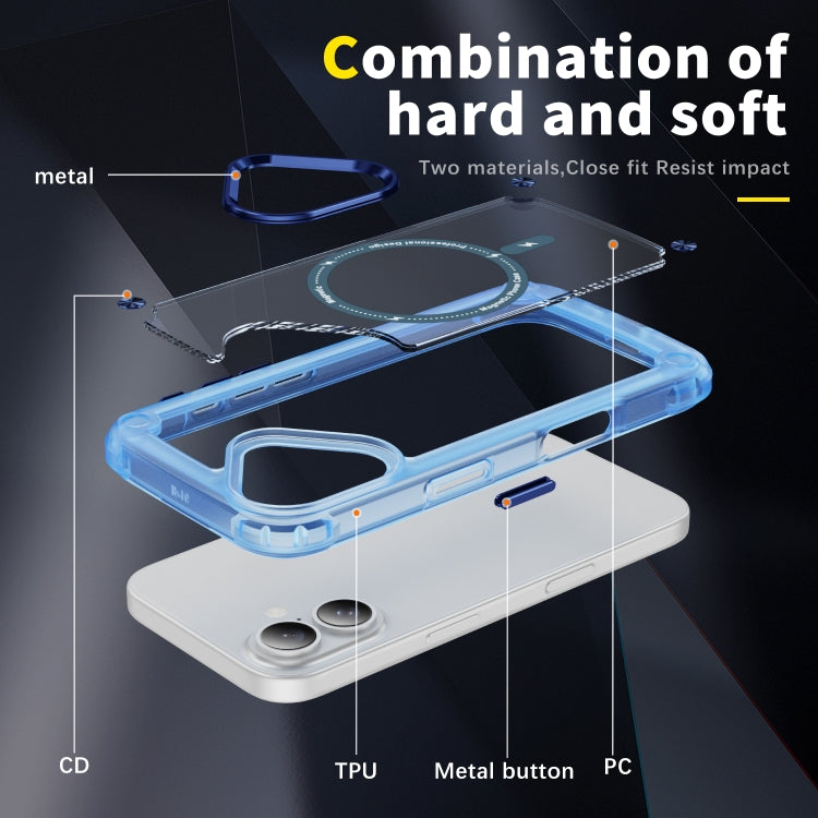 For iPhone 16 Plus Skin Feel TPU + PC MagSafe Magnetic Phone Case(Transparent Blue) - iPhone 16 Plus Cases by buy2fix | Online Shopping UK | buy2fix