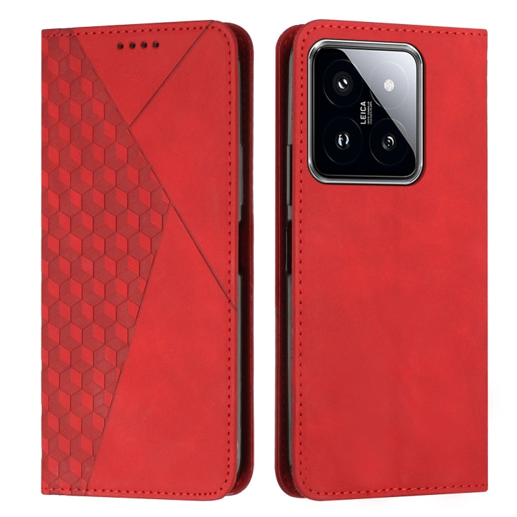 For Xiaomi 14 pro Diamond Splicing Skin Feel Magnetic Leather Phone Case(Red) - 14 Pro Cases by buy2fix | Online Shopping UK | buy2fix