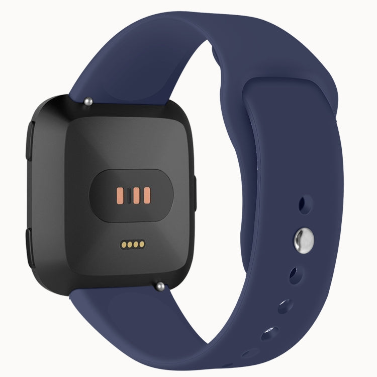 For Fitbit Versa 2 / Fitbit Versa / Fitbit Versa Lite Solid Color Silicone Watch Band, Size:L(Navy) - Watch Bands by buy2fix | Online Shopping UK | buy2fix