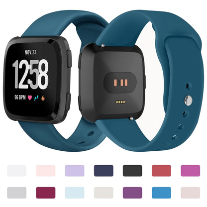 For Fitbit Versa 2 / Fitbit Versa / Fitbit Versa Lite Solid Color Silicone Watch Band, Size:L(Rock cyan) - Watch Bands by buy2fix | Online Shopping UK | buy2fix