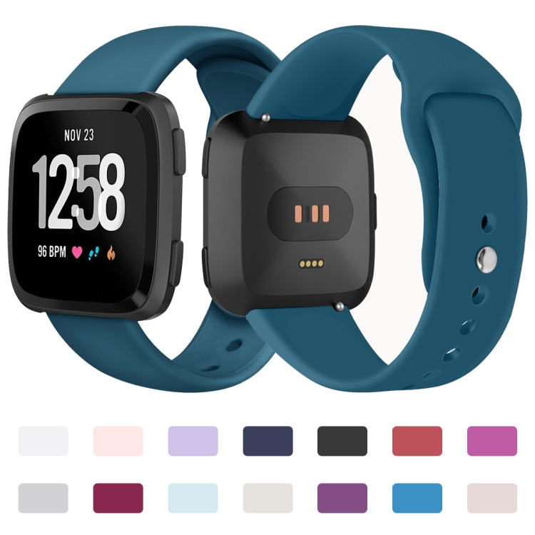 For Fitbit Versa 2 / Fitbit Versa / Fitbit Versa Lite Solid Color Silicone Watch Band, Size:L(Purple) - Watch Bands by buy2fix | Online Shopping UK | buy2fix