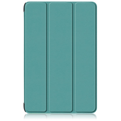 For Samsung Galaxy Tab S9+ Custer Pure Color 3-Fold Holder Smart Leather Tablet Case(Dark Green) - Galaxy Tab S9+ Cases by buy2fix | Online Shopping UK | buy2fix