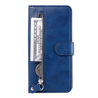 For iPhone 16 Pro Max Fashion Calf Texture Zipper Leather Phone Case(Blue) - iPhone 16 Pro Max Cases by buy2fix | Online Shopping UK | buy2fix