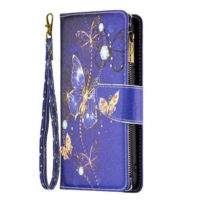 For iPhone 16 Pro Max Colored Drawing Pattern Zipper Phone Leather Case(Purple Butterfly) - iPhone 16 Pro Max Cases by buy2fix | Online Shopping UK | buy2fix