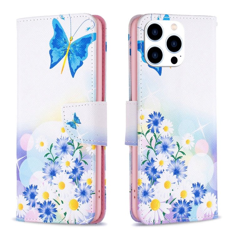 For iPhone 16 Pro Max Colored Drawing Pattern Leather Phone Case(Butterfly Love) - iPhone 16 Pro Max Cases by buy2fix | Online Shopping UK | buy2fix