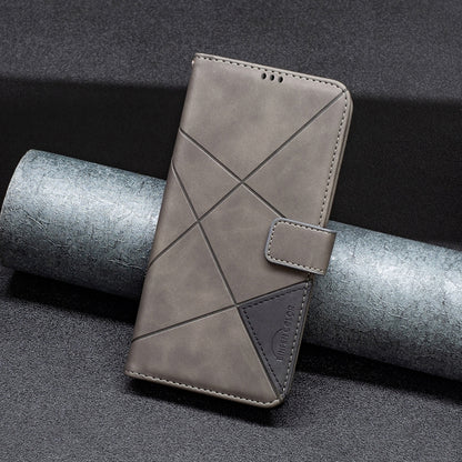 For iPhone 16 Plus Magnetic Buckle Rhombus Texture Leather Phone Case(Grey) - iPhone 16 Plus Cases by buy2fix | Online Shopping UK | buy2fix