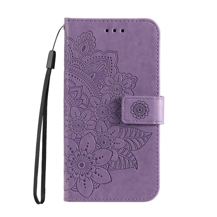 For vivo Y38 5G / T3x 5G Global 7-petal Flowers Embossing Leather Phone Case(Light Purple) - vivo Cases by buy2fix | Online Shopping UK | buy2fix