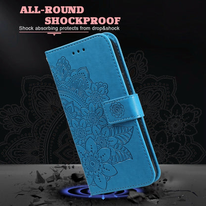 For Google Pixel 9 7-petal Flowers Embossing Leather Phone Case(Blue) - Google Cases by buy2fix | Online Shopping UK | buy2fix