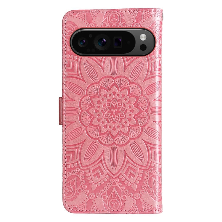 For Google Pixel 9 Pro Embossed Sunflower Leather Phone Case(Rose Gold) - Google Cases by buy2fix | Online Shopping UK | buy2fix