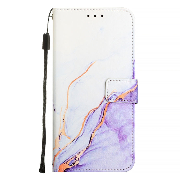 For iPhone 16 Pro Max PT003 Marble Pattern Flip Leather Phone Case(White Purple LS006) - iPhone 16 Pro Max Cases by buy2fix | Online Shopping UK | buy2fix