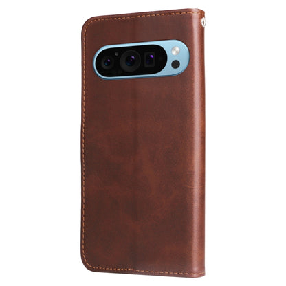 For Google Pixel 9 Fashion Calf Texture Zipper Leather Phone Case(Brown) - Google Cases by buy2fix | Online Shopping UK | buy2fix