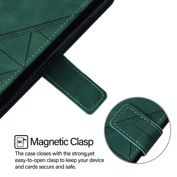 For iPhone 16 Plus Crossbody 3D Embossed Flip Leather Phone Case(Dark Green) - iPhone 16 Plus Cases by buy2fix | Online Shopping UK | buy2fix