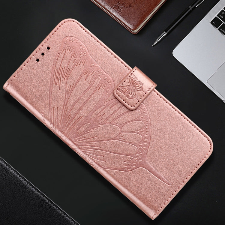 For iPhone 16 Plus Embossed Butterfly Leather Phone Case(Rose Gold) - iPhone 16 Plus Cases by buy2fix | Online Shopping UK | buy2fix