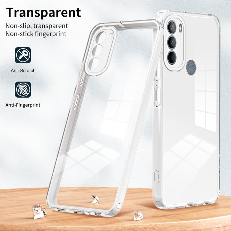 For Motorola Moto G31 Brazil Version 3 in 1 Clear TPU Color PC Frame Phone Case(White) - Motorola Cases by buy2fix | Online Shopping UK | buy2fix