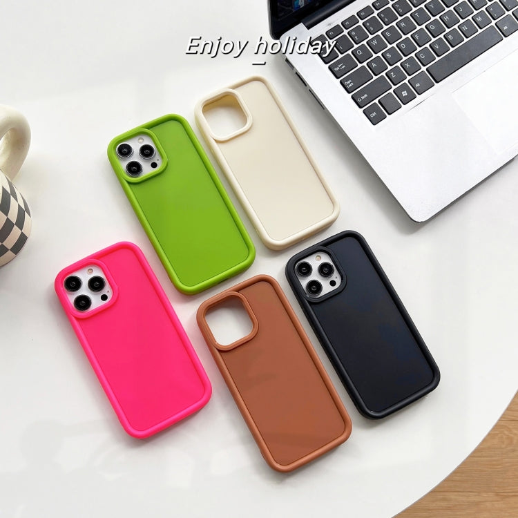 For iPhone 16 Shockproof Frame Frosted TPU Phone Case(Beige) - iPhone 16 Cases by buy2fix | Online Shopping UK | buy2fix