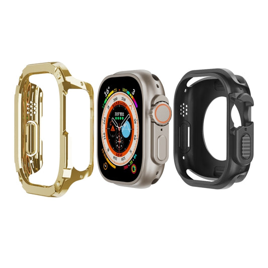 For Apple Watch Ultra 49mm 2-in-1 PC Hybrid TPU Armor Watch Case(Gold) - Watch Cases by buy2fix | Online Shopping UK | buy2fix