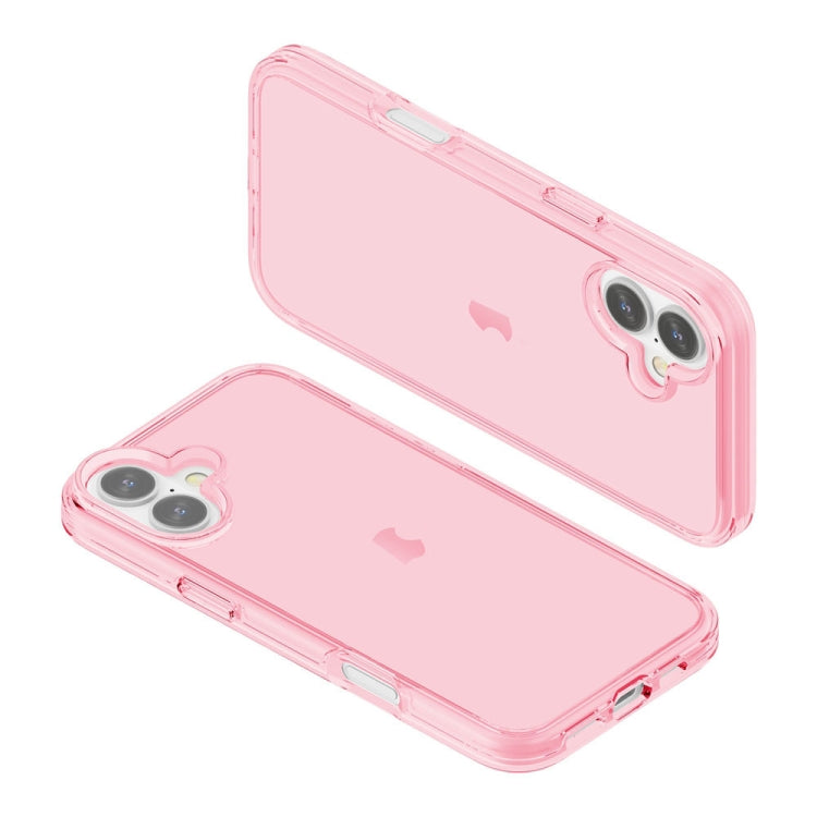 For iPhone 16 Shockproof Terminator Transparent Phone Case(Pink) - iPhone 16 Cases by buy2fix | Online Shopping UK | buy2fix