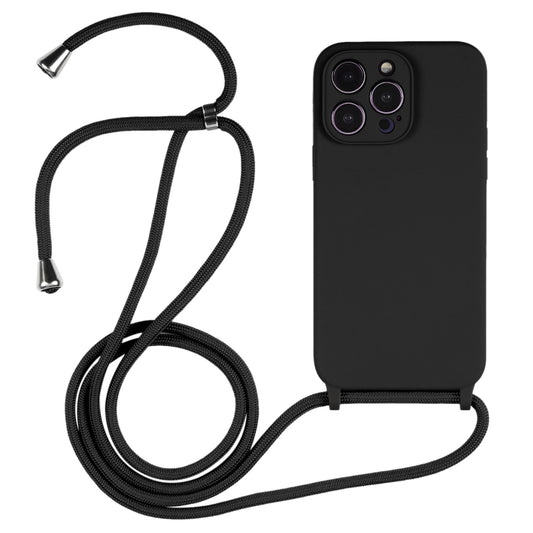 For iPhone 16 Pro Crossbody Lanyard Liquid Silicone Case(Black) - iPhone 16 Pro Cases by buy2fix | Online Shopping UK | buy2fix