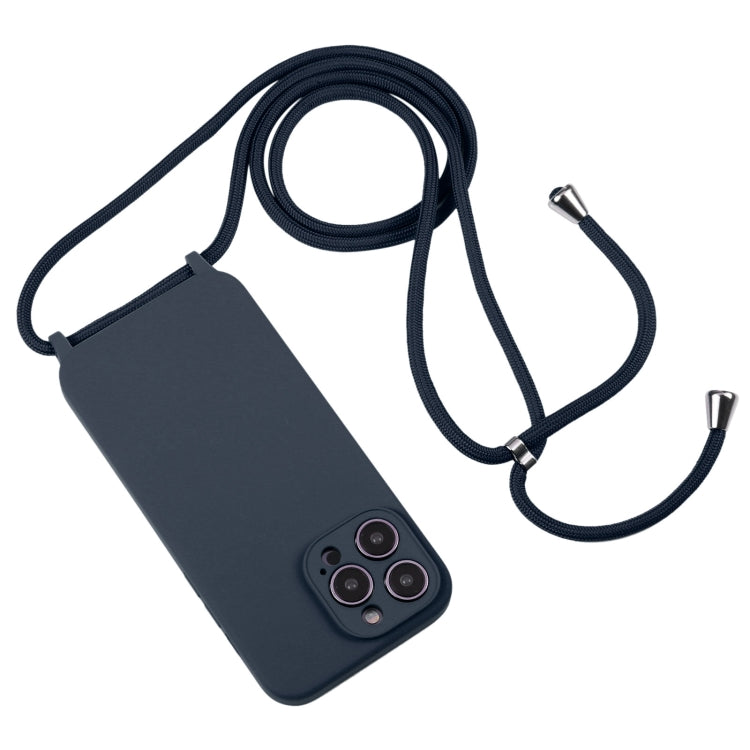 For iPhone 16 Pro Max Crossbody Lanyard Liquid Silicone Case(Midnight Blue) - iPhone 16 Pro Max Cases by buy2fix | Online Shopping UK | buy2fix