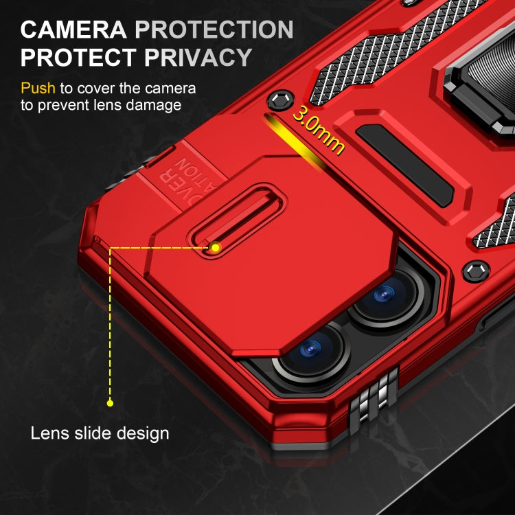 For iPhone 16 Pro Max Armor PC + TPU Camera Shield Phone Case(Red) - iPhone 16 Pro Max Cases by buy2fix | Online Shopping UK | buy2fix