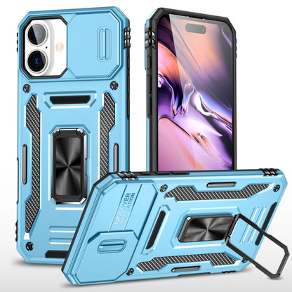 For iPhone 16 Plus Armor PC + TPU Camera Shield Phone Case(Light Blue) - iPhone 16 Plus Cases by buy2fix | Online Shopping UK | buy2fix