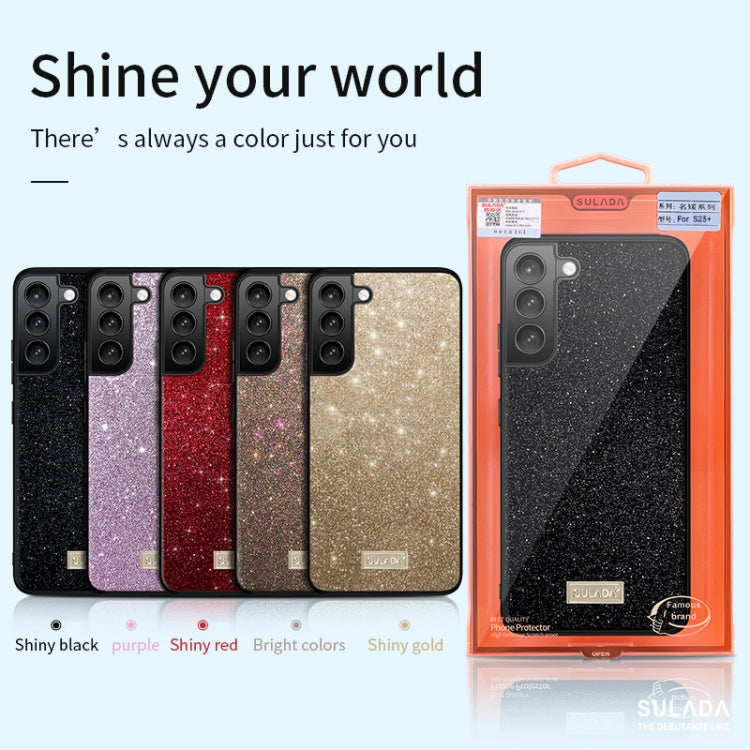 For Samsung Galaxy S24+ 5G SULADA Glittery TPU + Handmade Leather Phone Case(Red) - Galaxy S24+ 5G Cases by SULADA | Online Shopping UK | buy2fix