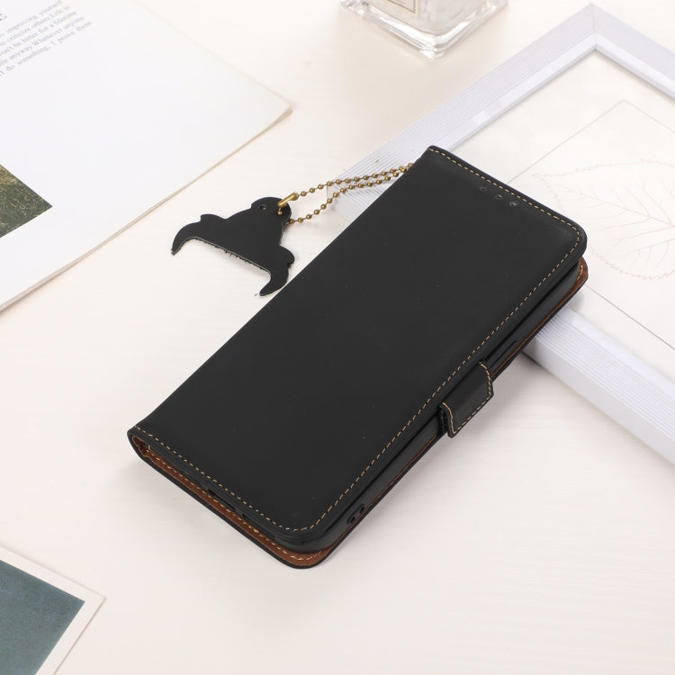 For iPhone 16 Pro Genuine Leather Magnetic RFID Leather Phone Case(Black) - iPhone 16 Pro Cases by buy2fix | Online Shopping UK | buy2fix