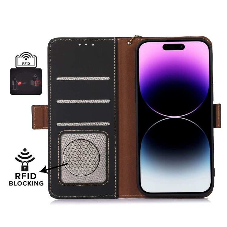 For iPhone 16 Pro Genuine Leather Magnetic RFID Leather Phone Case(Black) - iPhone 16 Pro Cases by buy2fix | Online Shopping UK | buy2fix