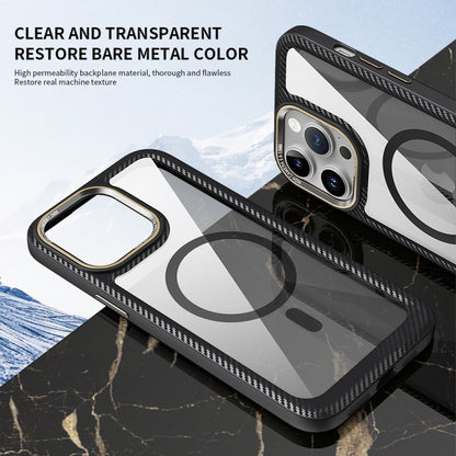 For iPhone 11 Pro Max MagSafe Carbon Fiber Transparent Back Panel Phone Case(Black) - iPhone 11 Pro Max Cases by buy2fix | Online Shopping UK | buy2fix