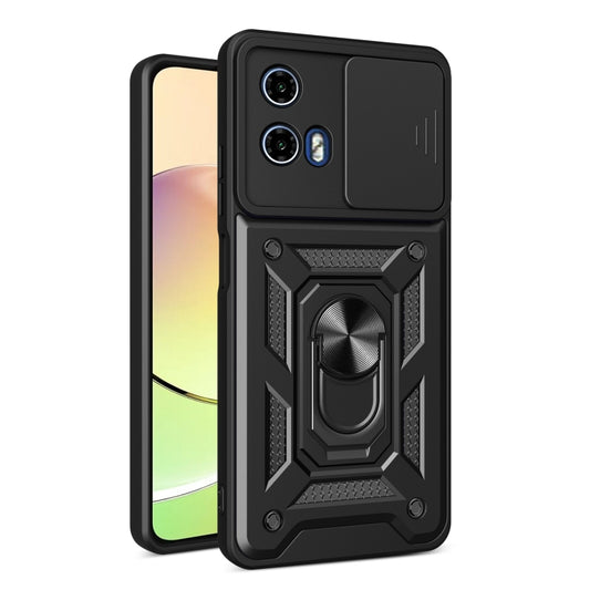 For Motorola Moto G04 / G24 Sliding Camera Cover Design TPU Hybrid PC Phone Case(Black) - Motorola Cases by buy2fix | Online Shopping UK | buy2fix