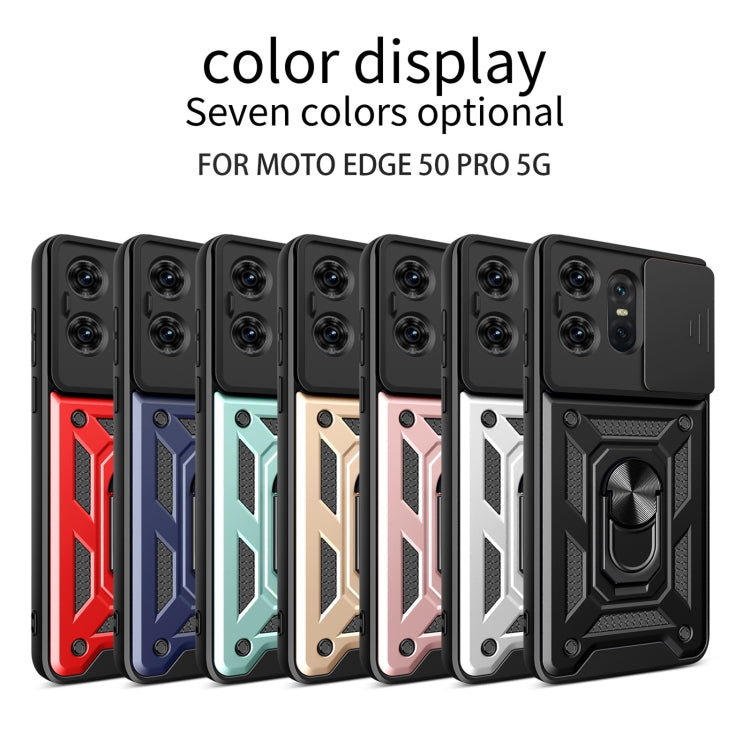 For Motorola Edge 50 Pro Global Sliding Camera Cover Design TPU Hybrid PC Phone Case(Mint Green) - Motorola Cases by buy2fix | Online Shopping UK | buy2fix