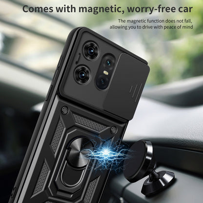 For Motorola Edge 50 Pro Global Sliding Camera Cover Design TPU Hybrid PC Phone Case(Black) - Motorola Cases by buy2fix | Online Shopping UK | buy2fix