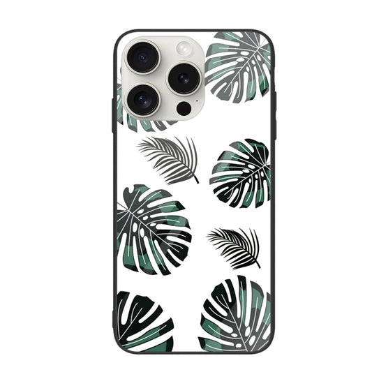 For iPhone 16 Pro Colorful Painted Glass Phone Case(Banana Leaf) - iPhone 16 Pro Cases by buy2fix | Online Shopping UK | buy2fix