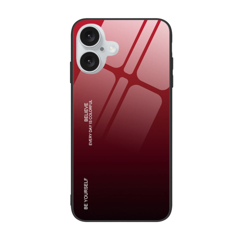 For iPhone 16 Gradient Color Glass Phone Case(Red Black) - iPhone 16 Cases by buy2fix | Online Shopping UK | buy2fix