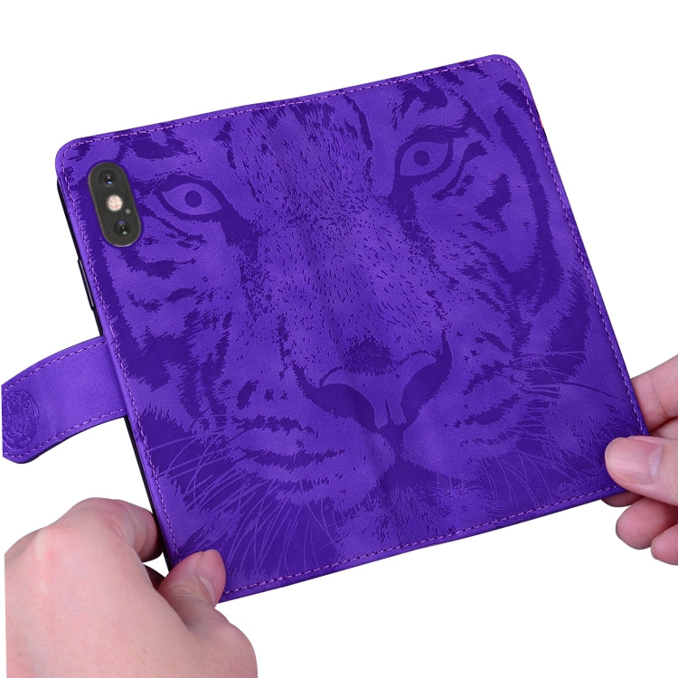 For Motorola Moto G Power 5G 2024 Tiger Embossing Pattern Leather Phone Case(Purple) - Motorola Cases by buy2fix | Online Shopping UK | buy2fix