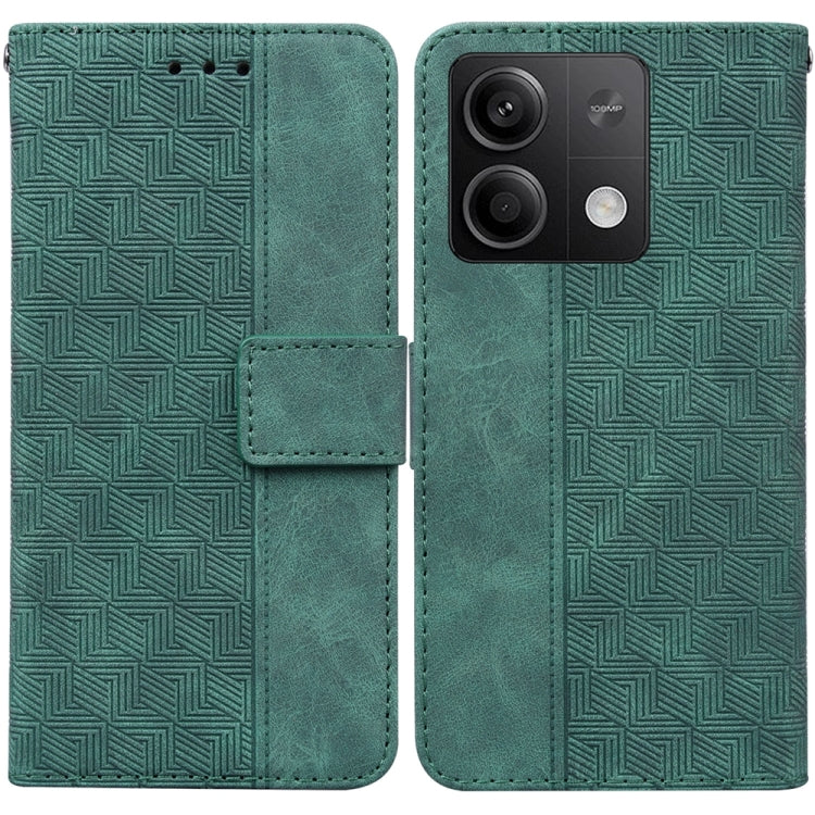 For Xiaomi Redmi Note 13 5G Geometric Embossed Leather Phone Case(Green) - Note 13 Cases by buy2fix | Online Shopping UK | buy2fix