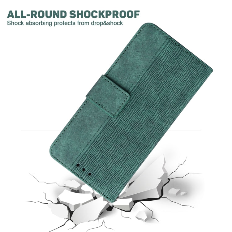 For Xiaomi Redmi Note 13 Pro+ 5G Geometric Embossed Leather Phone Case(Green) - Note 13 Pro+ Cases by buy2fix | Online Shopping UK | buy2fix