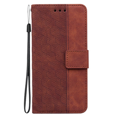 For Motorola Moto G Play 4G 2024 Geometric Embossed Leather Phone Case(Brown) - Motorola Cases by buy2fix | Online Shopping UK | buy2fix