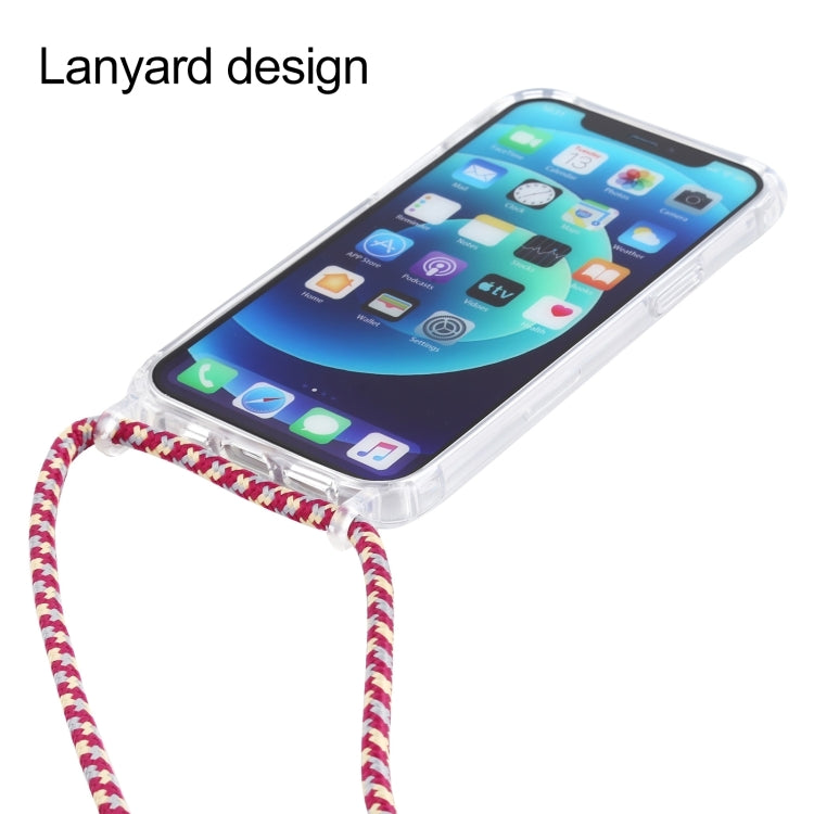 For iPhone 16 Pro Transparent Acrylic Airbag Shockproof Phone Protective Case with Lanyard(Rose Red) - iPhone 16 Pro Cases by buy2fix | Online Shopping UK | buy2fix