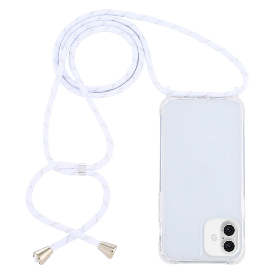 For iPhone 16 Transparent Acrylic Airbag Shockproof Phone Protective Case with Lanyard(White Gold) - iPhone 16 Cases by buy2fix | Online Shopping UK | buy2fix