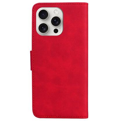 For iPhone 16 Pro Max Skin Feel Pure Color Flip Leather Phone Case(Red) - iPhone 16 Pro Max Cases by buy2fix | Online Shopping UK | buy2fix