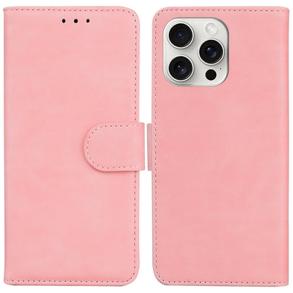 For iPhone 16 Pro Max Skin Feel Pure Color Flip Leather Phone Case(Pink) - iPhone 16 Pro Max Cases by buy2fix | Online Shopping UK | buy2fix